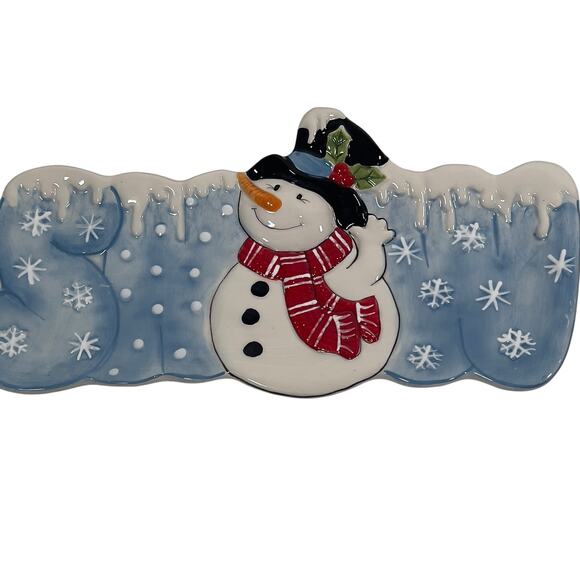Fitz & Floyd Snack Therapy Snowman Decorative Holiday Platter Tray Christmas - Picture 1 of 16